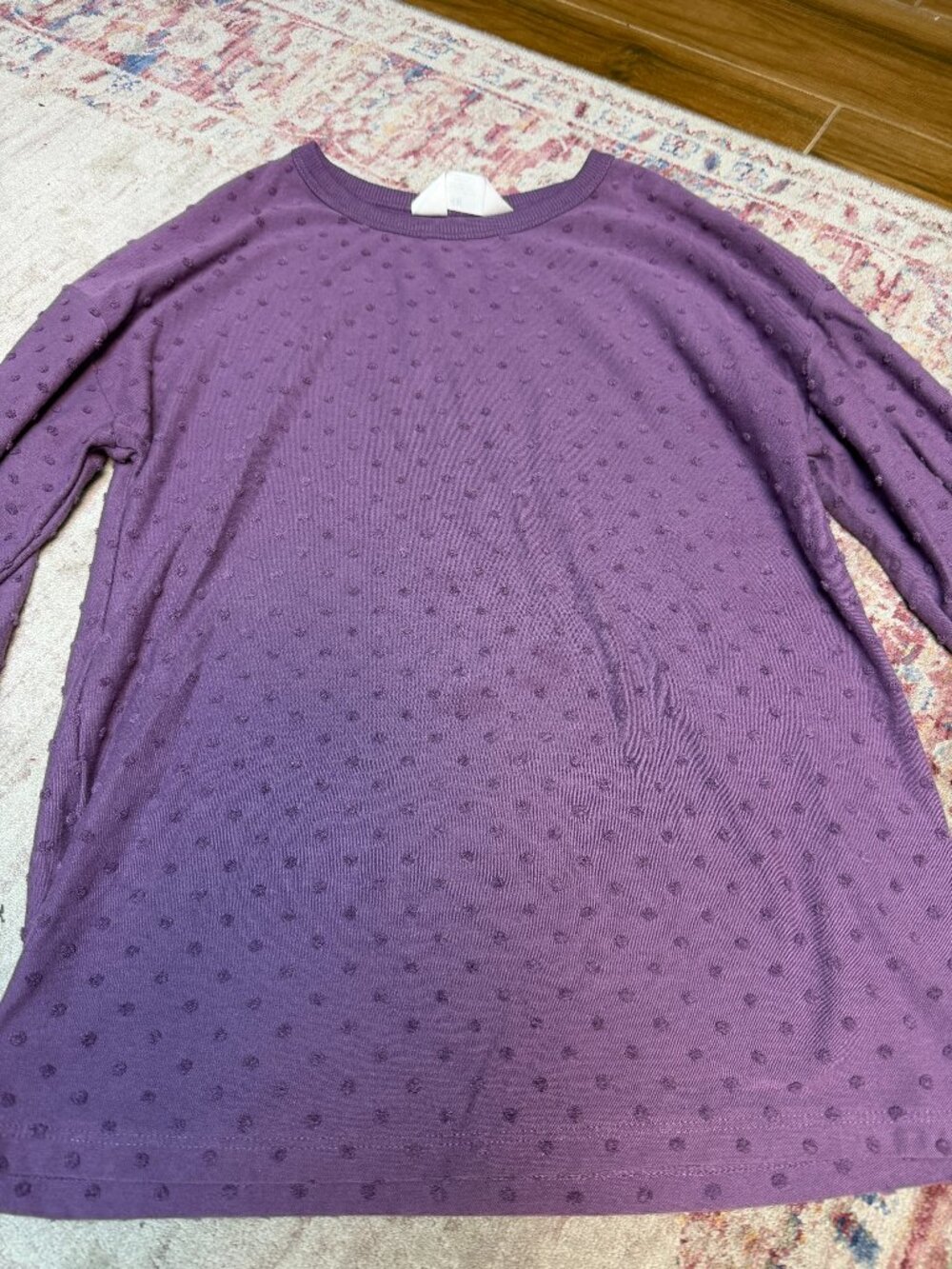 H&M Kids Girls Purple Polka Dots Long Sleeve Shirt Size 10 In Good Shape